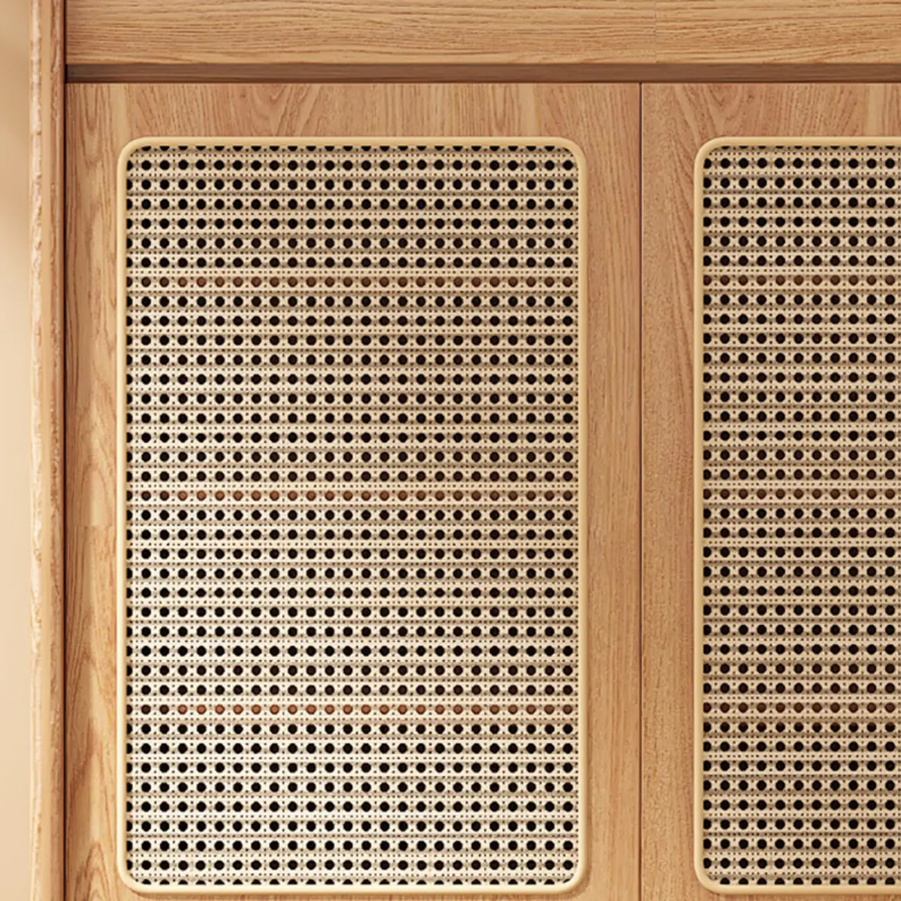 Boho Rattan Oak Shoe Cabinet Natural Storage Image - 8 | homeyfad