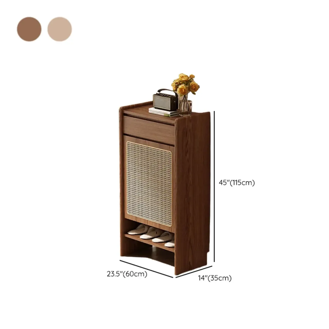 Boho Rattan Oak Shoe Cabinet Natural Storage #size