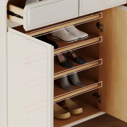 Entryway Solid Wood Shoe Cabinet in White Image - 5