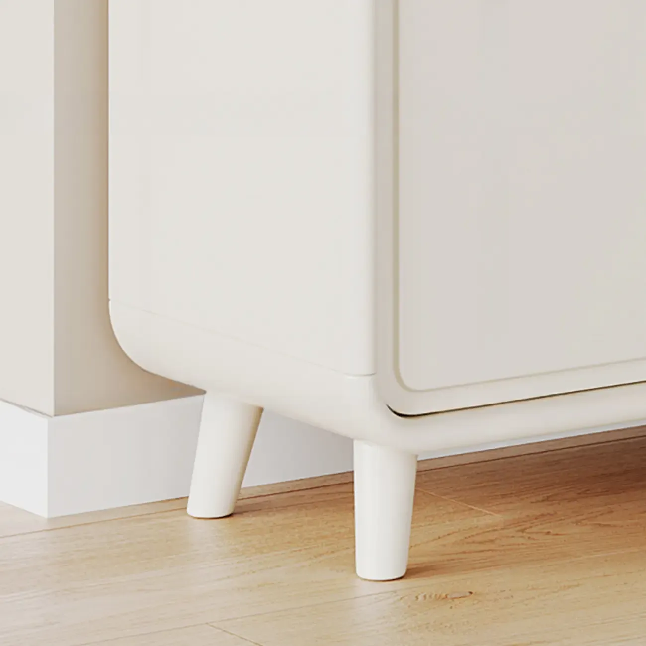 Entryway Solid Wood Shoe Cabinet in White Image - 7