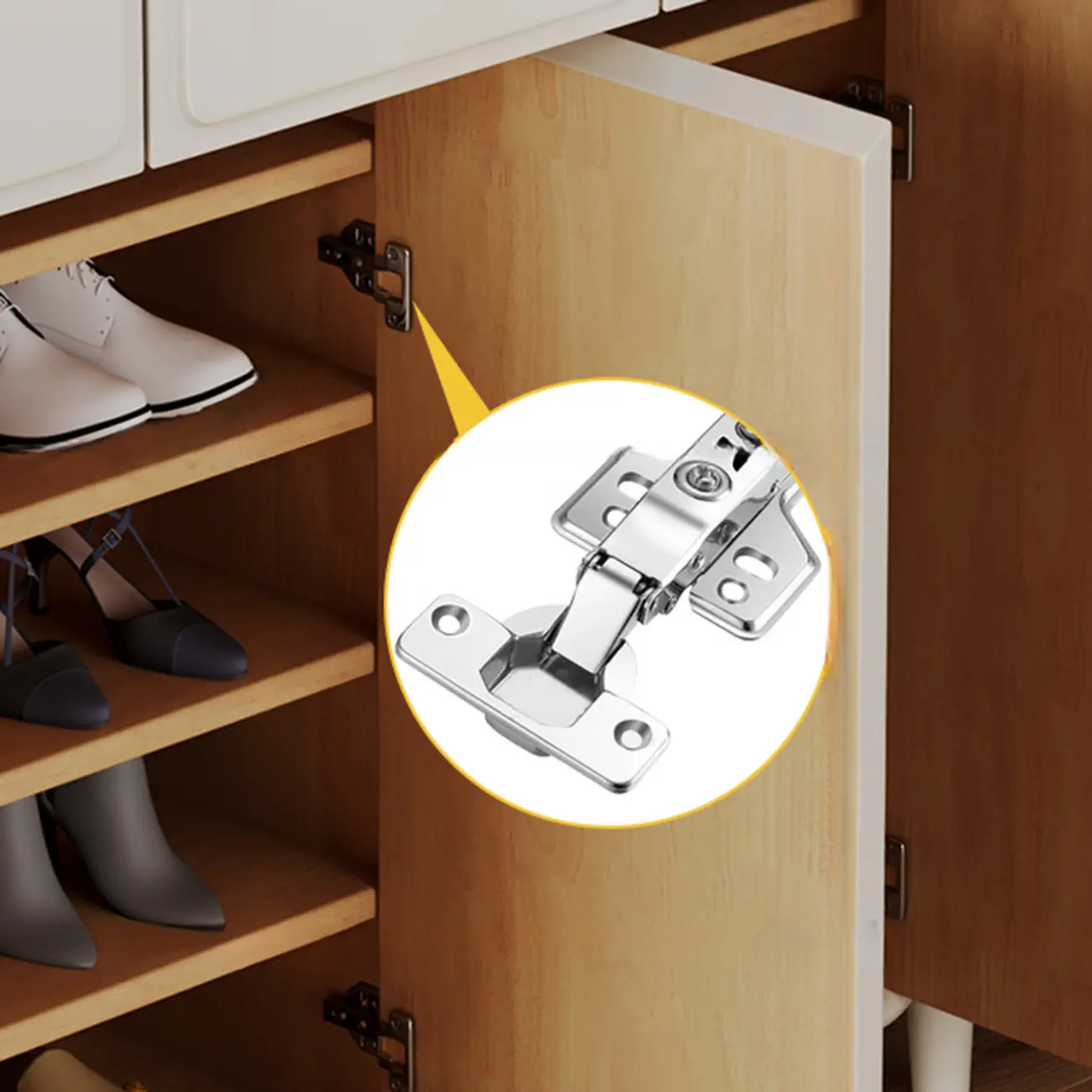 Entryway Solid Wood Shoe Cabinet in White Image - 8 | homeyfad