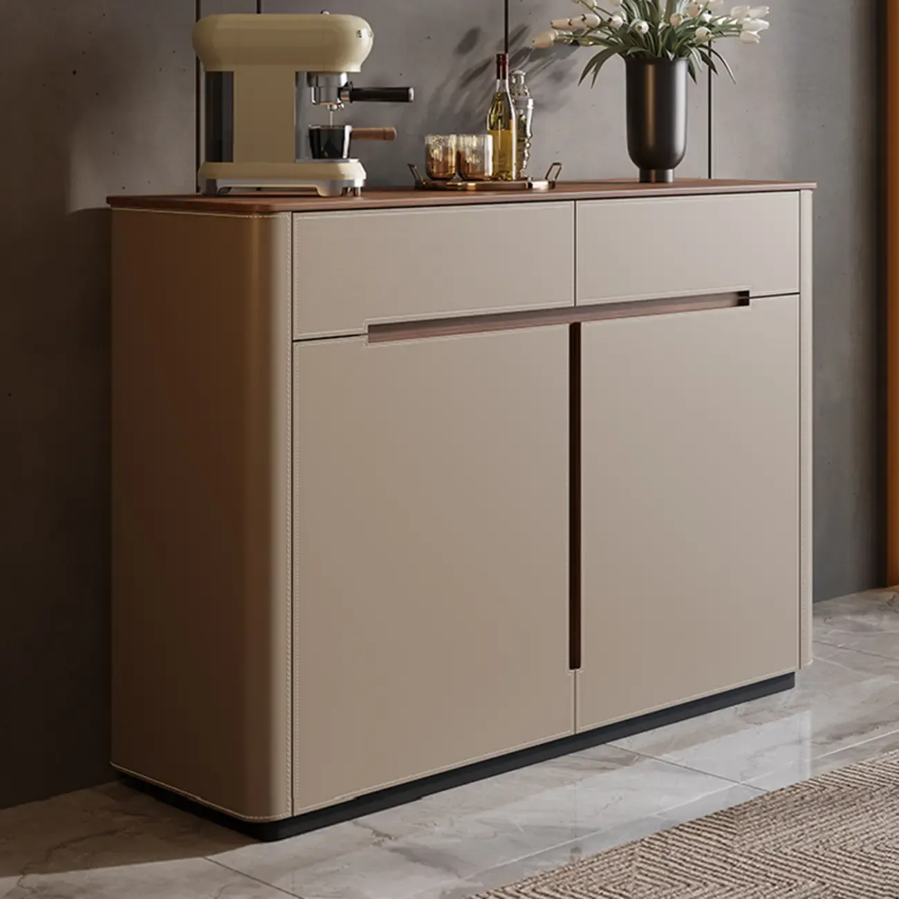 Trendy Wood Entryway Shoe Cabinet with Drawers Image - 1