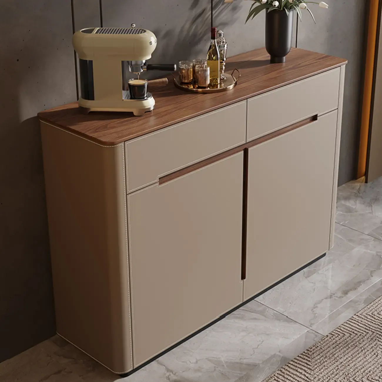 Trendy Wood Entryway Shoe Cabinet with Drawers Image - 3