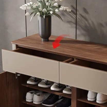 Trendy Wood Entryway Shoe Cabinet with Drawers Image - 12