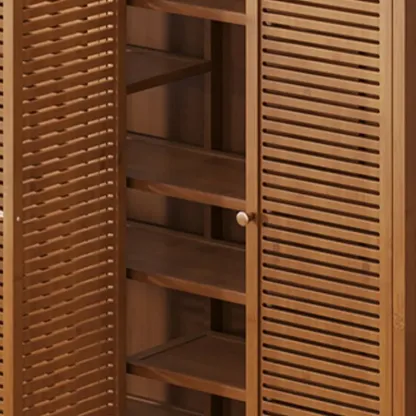 Rustic Bamboo Brown Shoe Cabinet for Entryway Image - 13