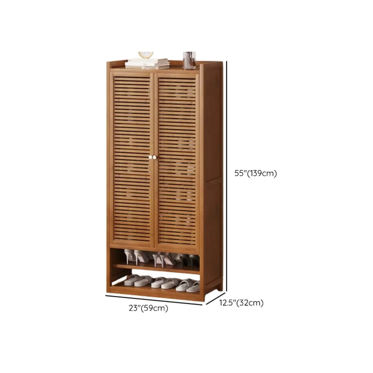 Rustic Bamboo Brown Shoe Cabinet for Entryway #size | homeyfad