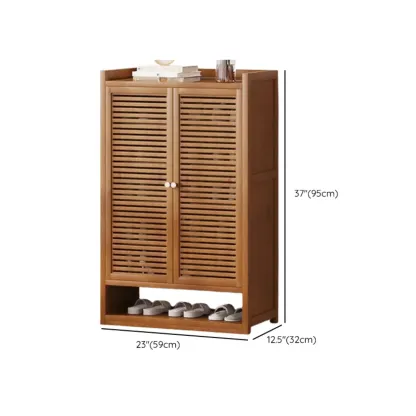 Rustic Bamboo Brown Shoe Cabinet for Entryway Image - 24