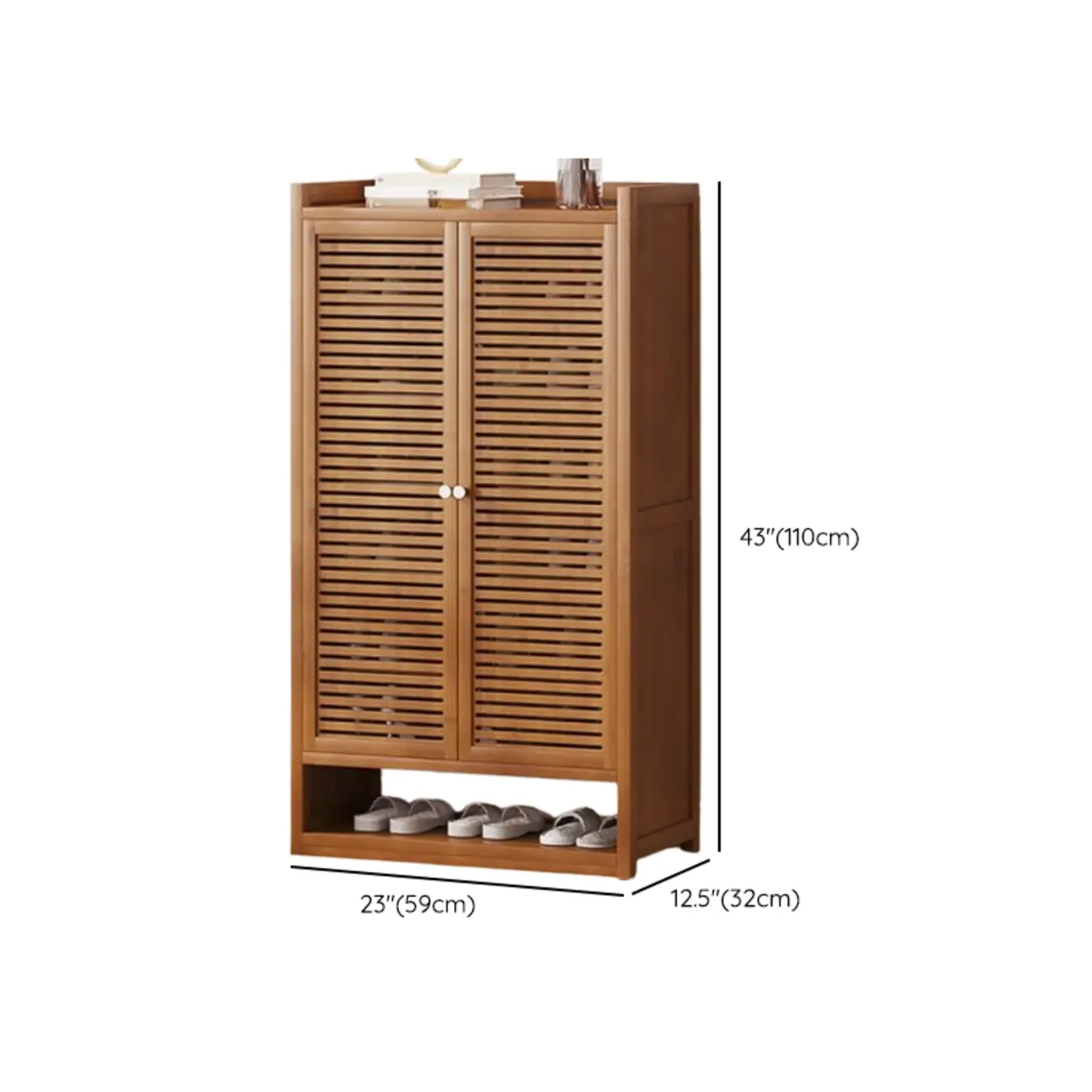 Rustic Bamboo Brown Shoe Cabinet for Entryway Image - 25 | homeyfad