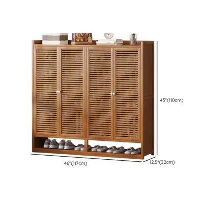 Rustic Bamboo Brown Shoe Cabinet for Entryway Image - 29