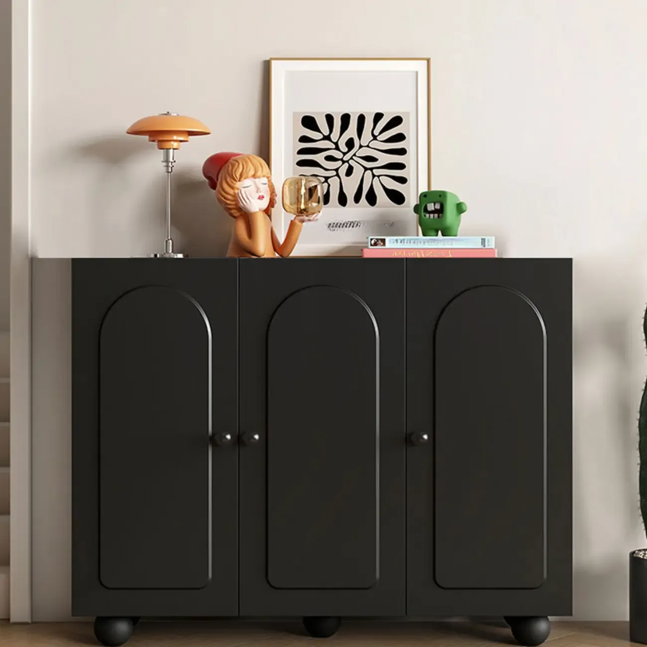 Black Metal Shoe Cabinet with Adjustable Shelves Image - 6