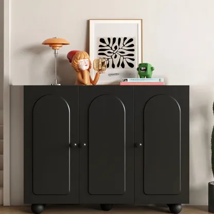 Black Metal Shoe Cabinet with Adjustable Shelves Image - 6