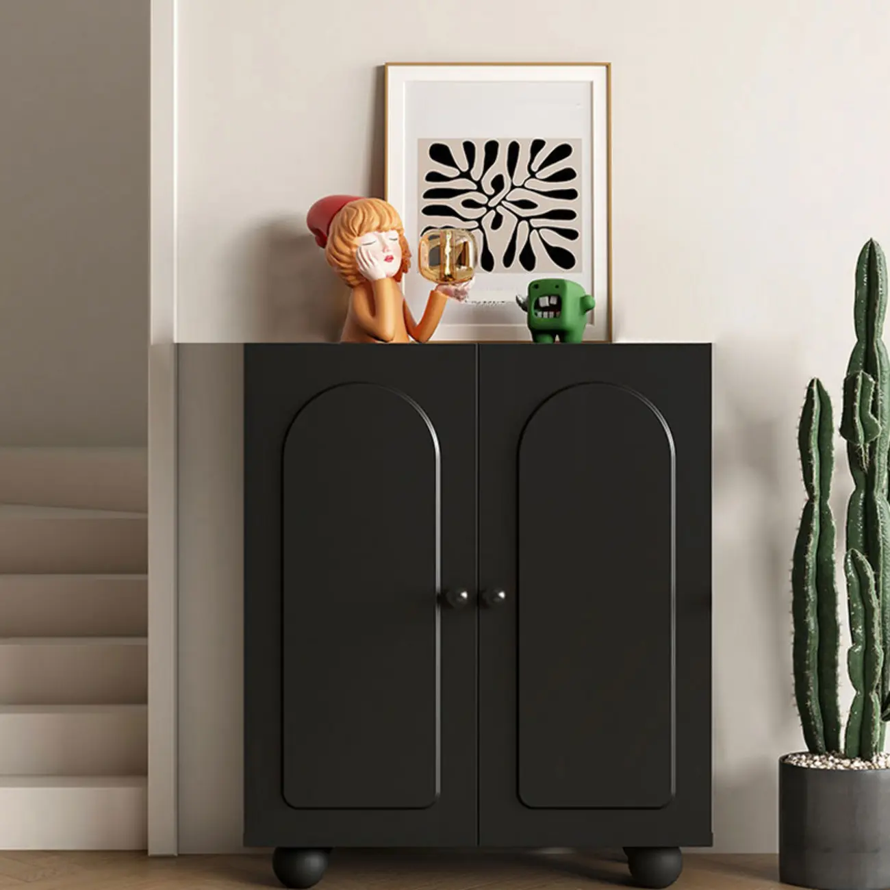 Black Metal Shoe Cabinet with Adjustable Shelves Image - 9 | homeyfad