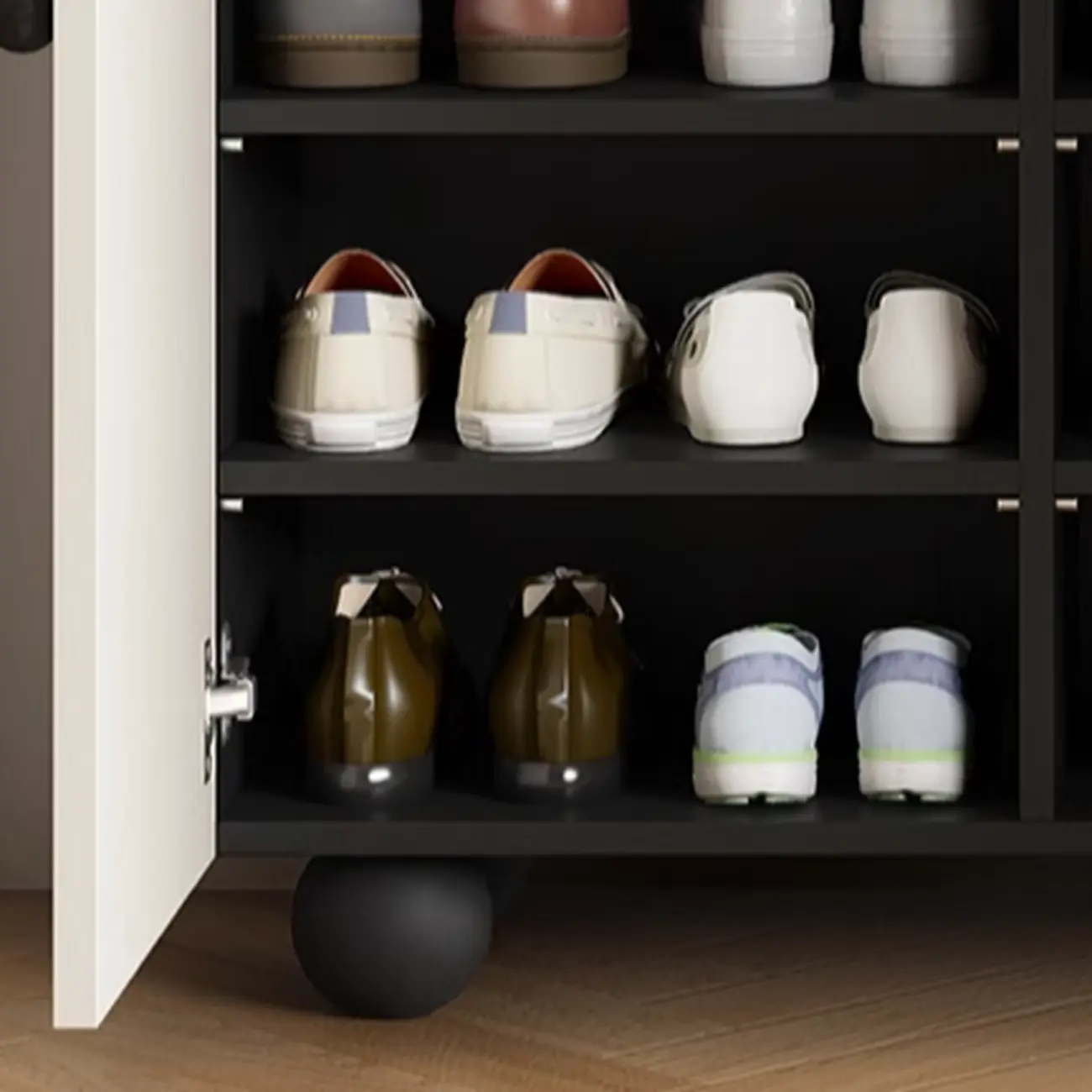 Black Metal Shoe Cabinet with Adjustable Shelves Image - 12 | homeyfad