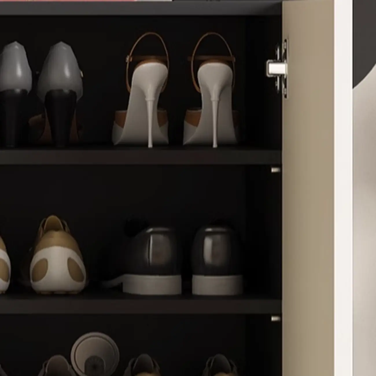 Black Metal Shoe Cabinet with Adjustable Shelves Image - 14 | homeyfad