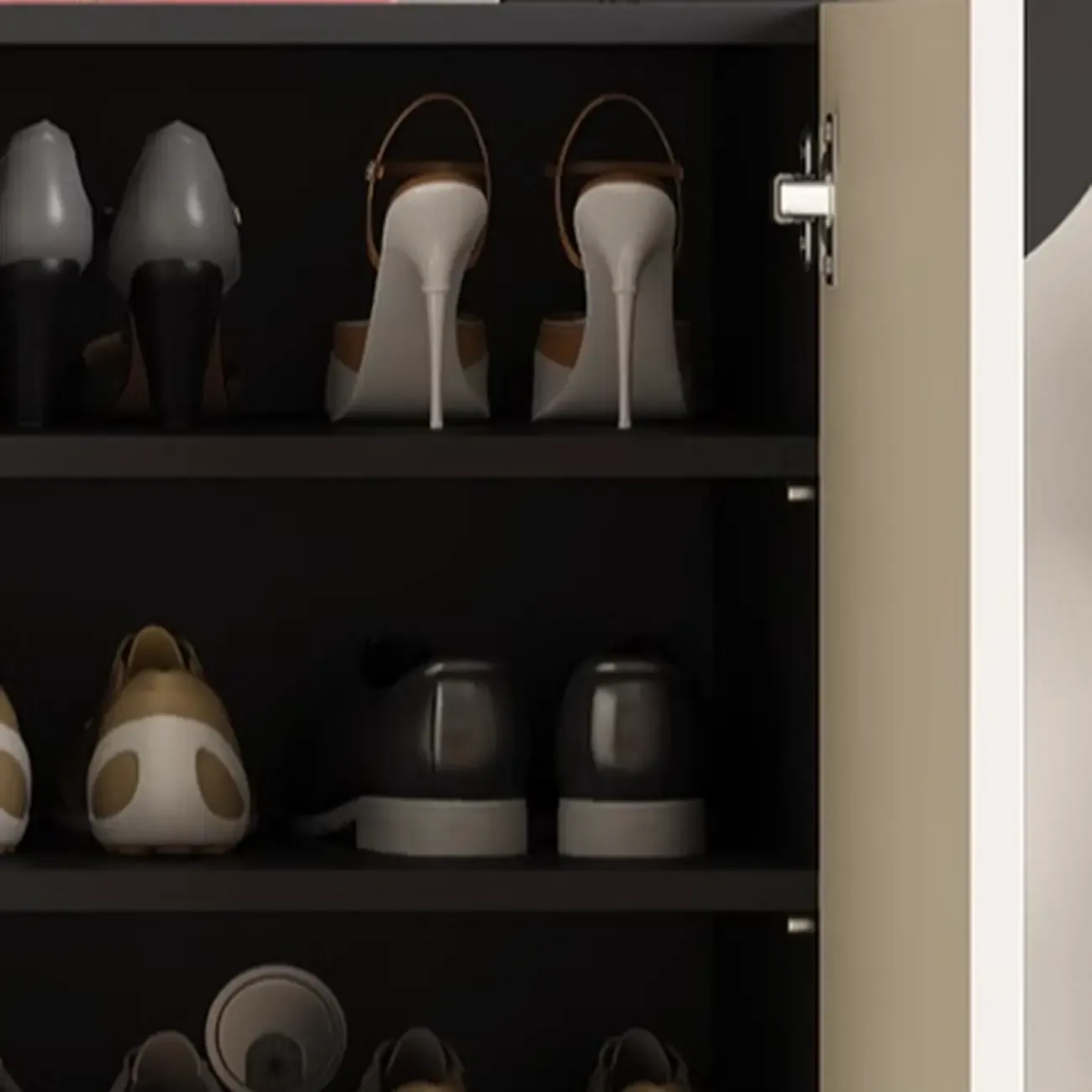 Black Metal Shoe Cabinet with Adjustable Shelves Image - 14