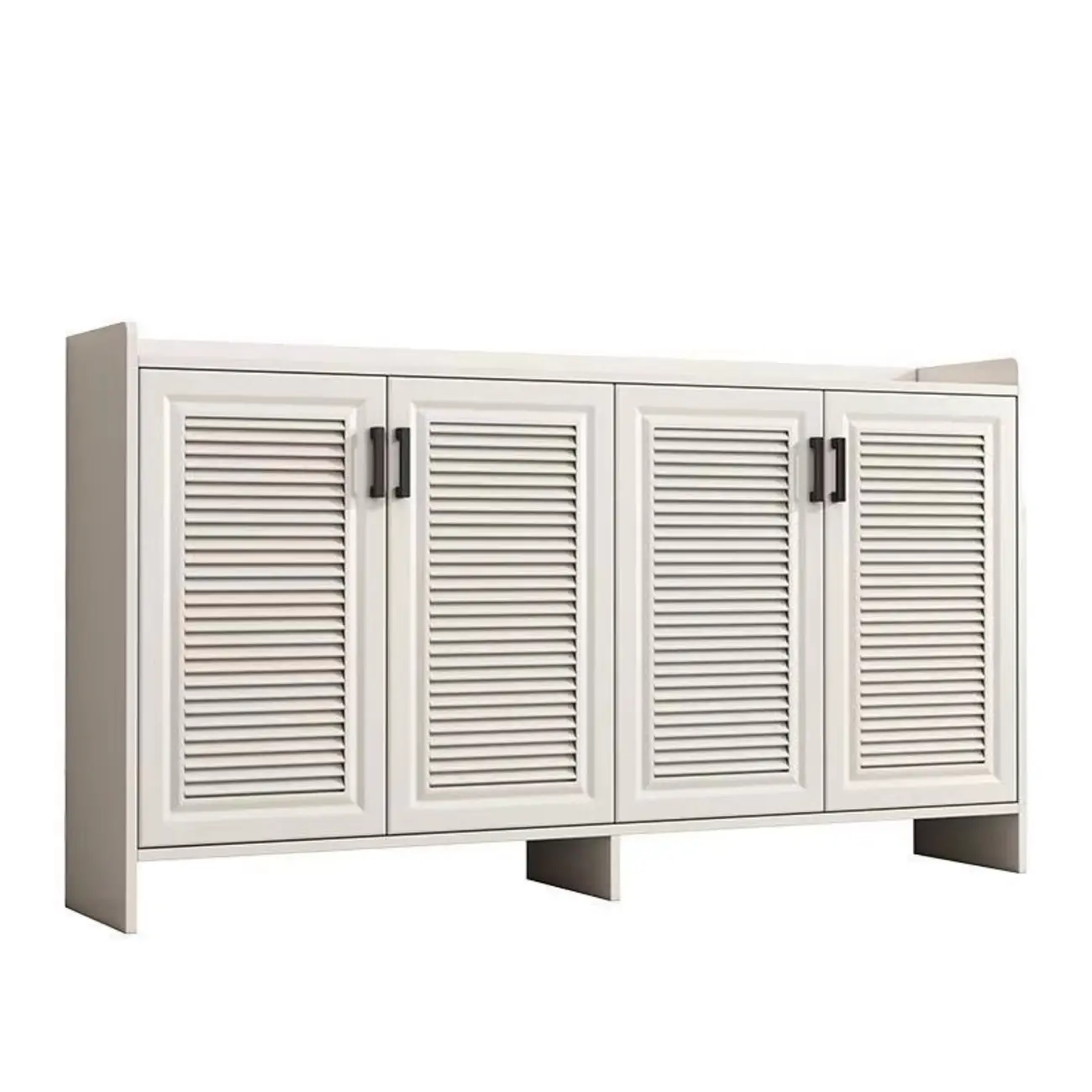 White Metal Rustic Entryway Shoe Storage Cabinet Image - 9 | homeyfad