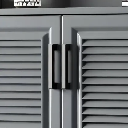 White Metal Rustic Entryway Shoe Storage Cabinet Image - 14