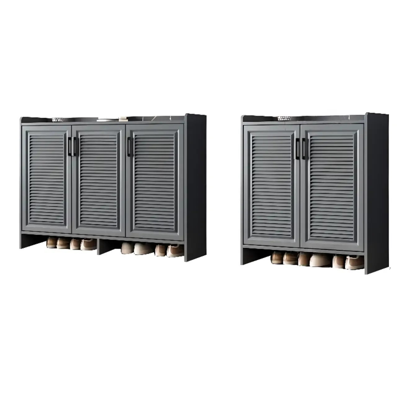 White Metal Rustic Entryway Shoe Storage Cabinet Image - 17