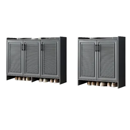 White Metal Rustic Entryway Shoe Storage Cabinet Image - 17