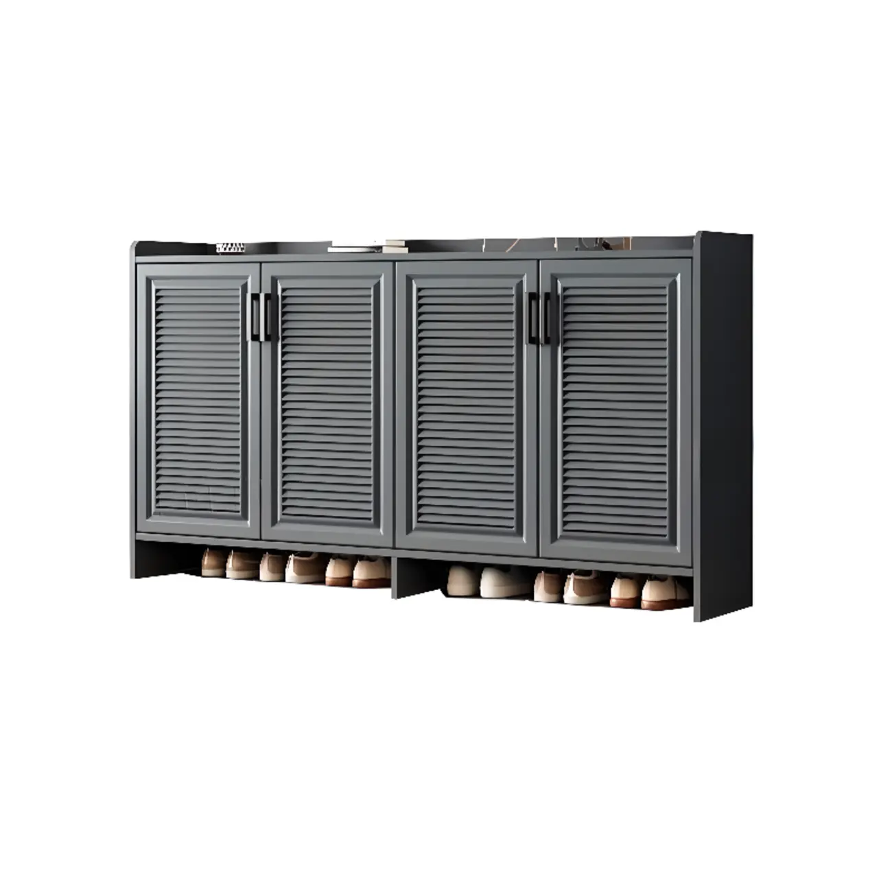 White Metal Rustic Entryway Shoe Storage Cabinet Image - 18 | homeyfad