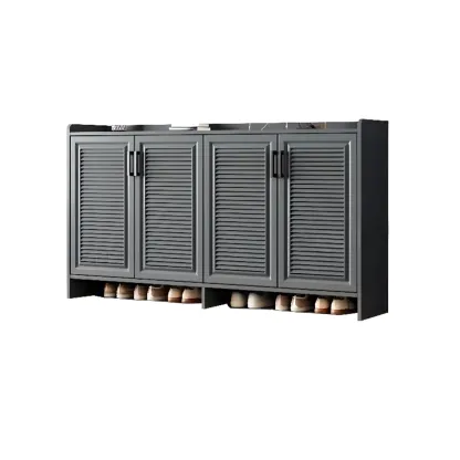 White Metal Rustic Entryway Shoe Storage Cabinet Image - 18