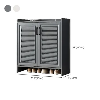 White Metal Rustic Entryway Shoe Storage Cabinet Image - 22