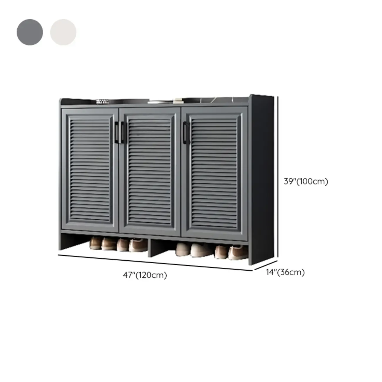 White Metal Rustic Entryway Shoe Storage Cabinet Image - 25