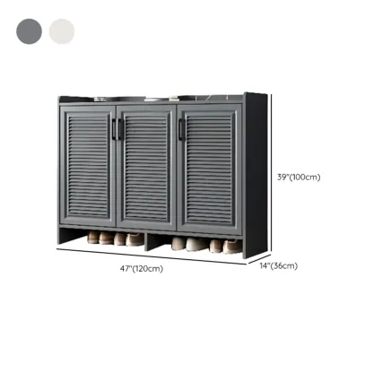 White Metal Rustic Entryway Shoe Storage Cabinet Image - 25