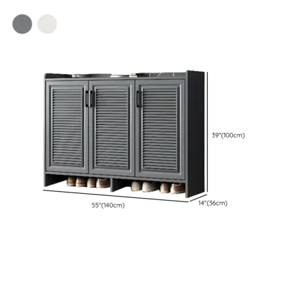 White Metal Rustic Entryway Shoe Storage Cabinet Image - 27