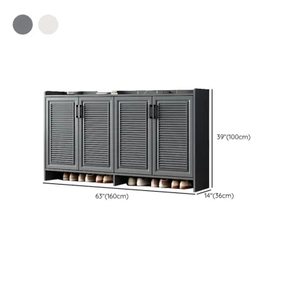 White Metal Rustic Entryway Shoe Storage Cabinet Image - 29