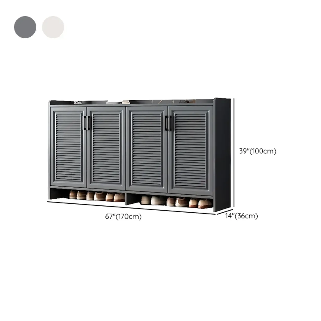 White Metal Rustic Entryway Shoe Storage Cabinet Image - 30