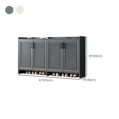 White Metal Rustic Entryway Shoe Storage Cabinet Image - 30