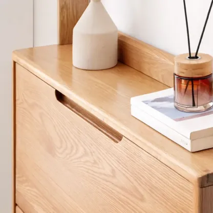 Entryway Oak Drop Front Shoe Cabinet with Display Top Image - 4