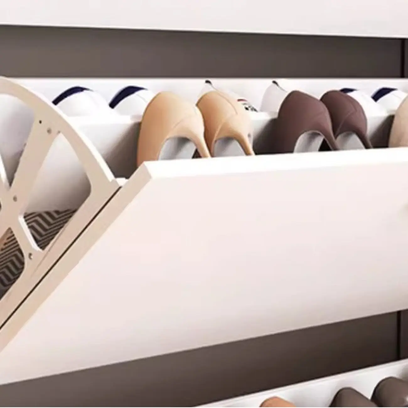 Entryway Modern Wood Shoe Cabinet with Flip-Out Drawer Image - 8 | homeyfad