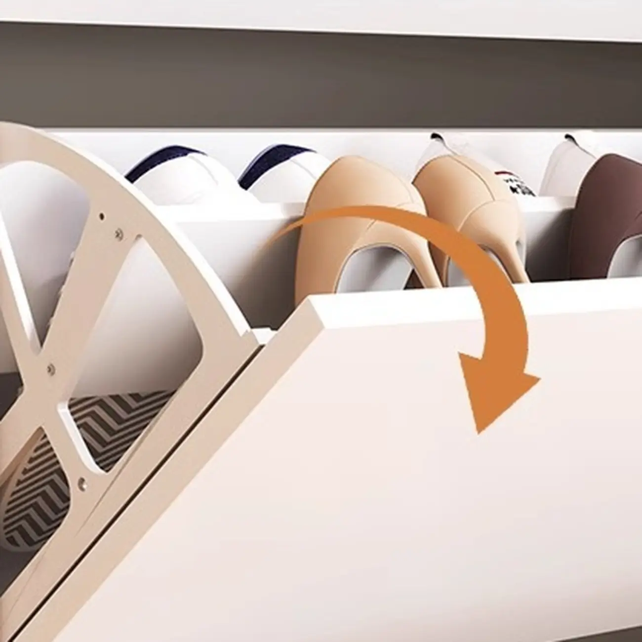 Entryway Modern Wood Shoe Cabinet with Flip-Out Drawer Image - 10 | homeyfad