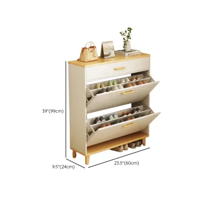 Entryway Modern Wood Shoe Cabinet with Flip-Out Drawer #size