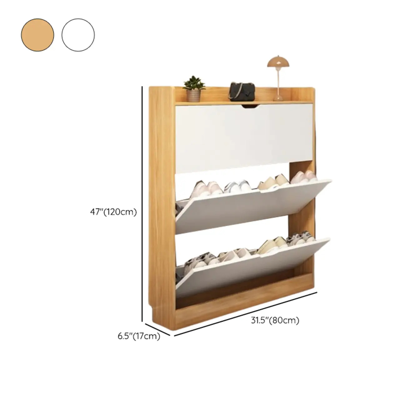 Entryway Modern Wood Shoe Cabinet with Flip-Out Drawer Image - 28 | homeyfad