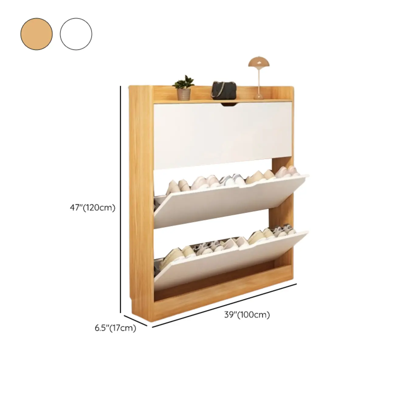 Entryway Modern Wood Shoe Cabinet with Flip-Out Drawer Image - 29 | homeyfad