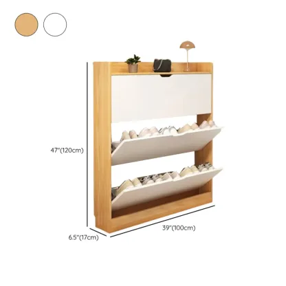 Entryway Modern Wood Shoe Cabinet with Flip-Out Drawer Image - 29