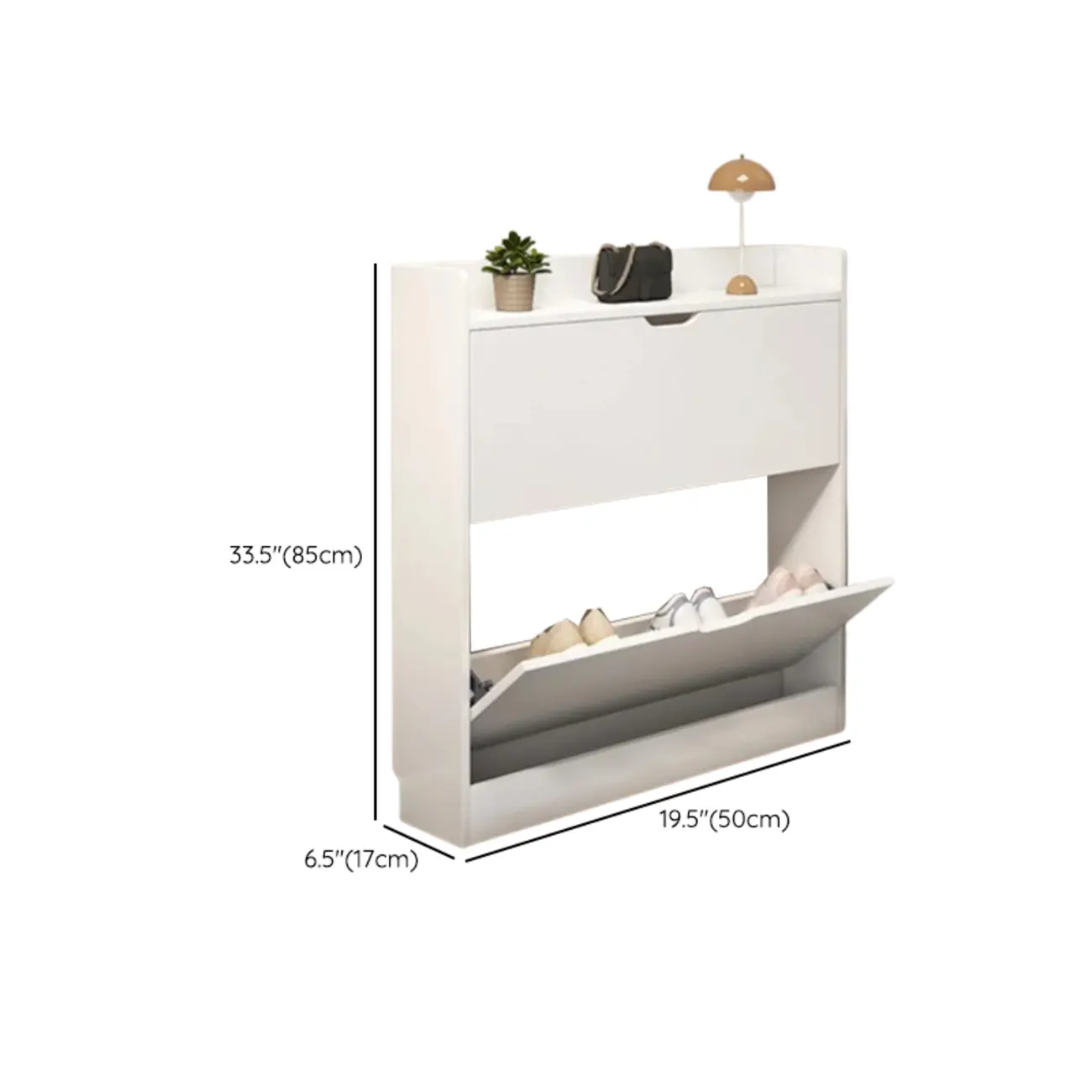 Entryway Modern Wood Shoe Cabinet with Flip-Out Drawer Image - 30 | homeyfad