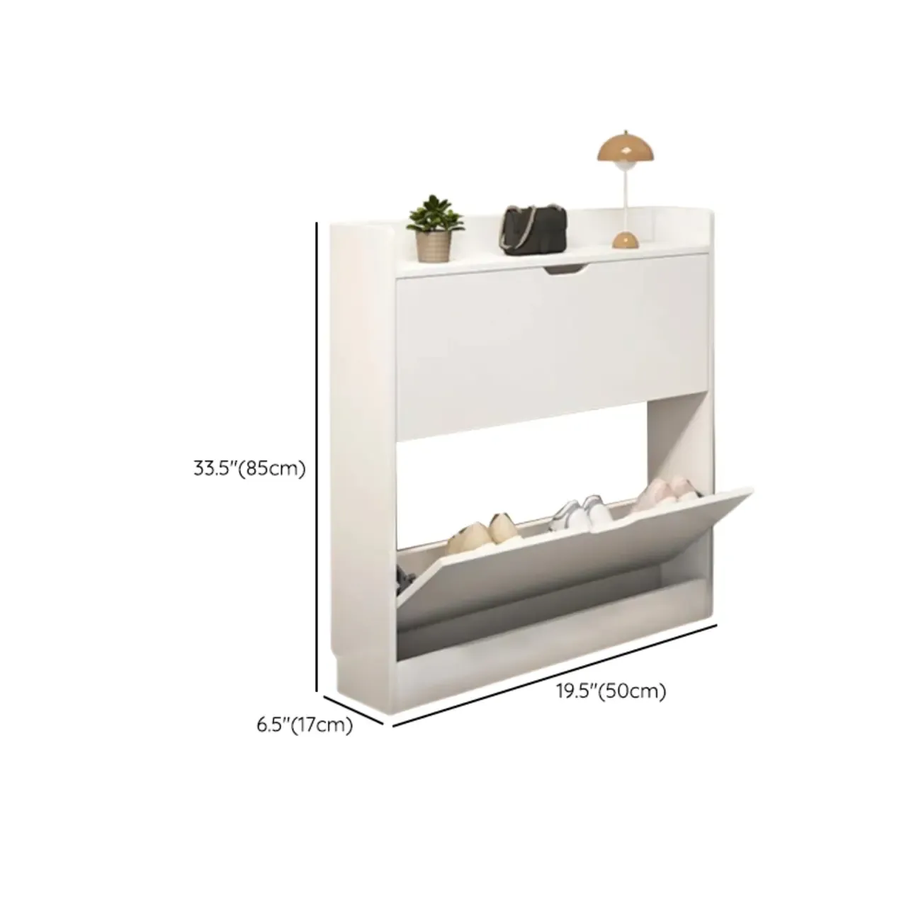 Entryway Modern Wood Shoe Cabinet with Flip-Out Drawer Image - 30