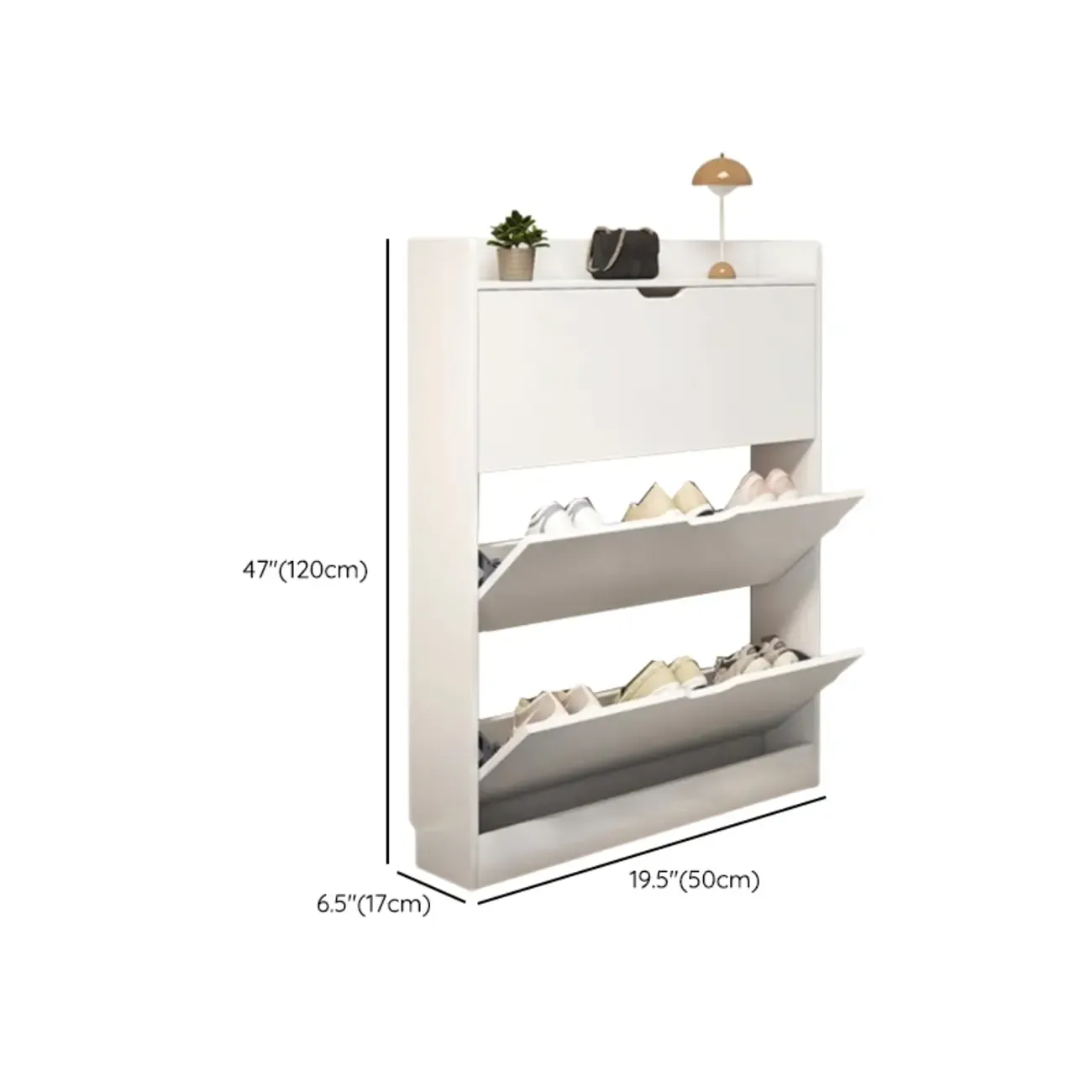 Entryway Modern Wood Shoe Cabinet with Flip-Out Drawer Image - 31