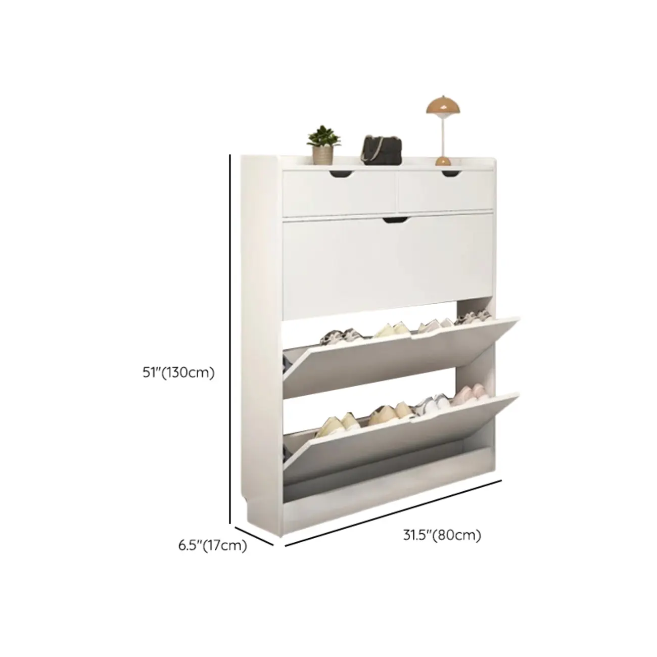 Entryway Modern Wood Shoe Cabinet with Flip-Out Drawer Image - 32 | homeyfad