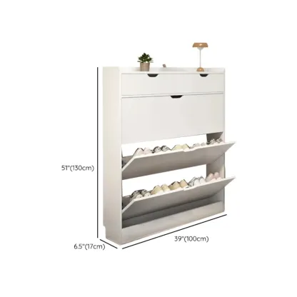 Entryway Modern Wood Shoe Cabinet with Flip-Out Drawer Image - 33