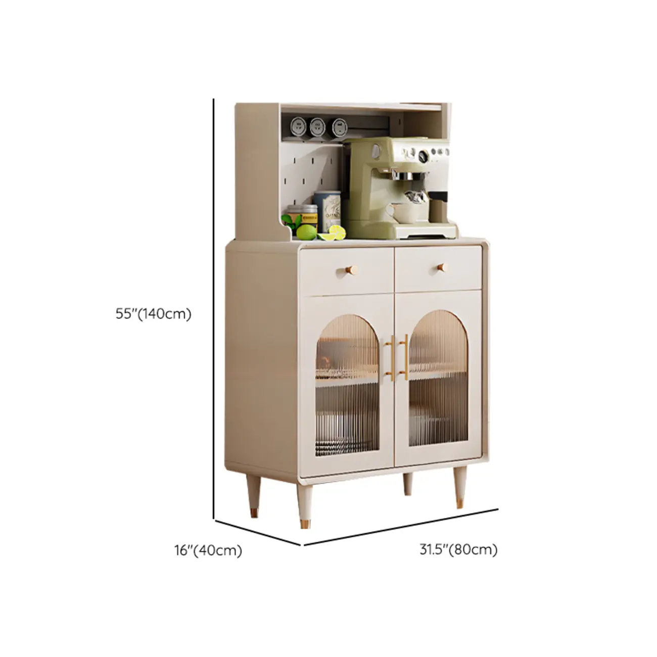 White 3-Drawer Glass Countertop Wood Sideboard #size | homeyfad