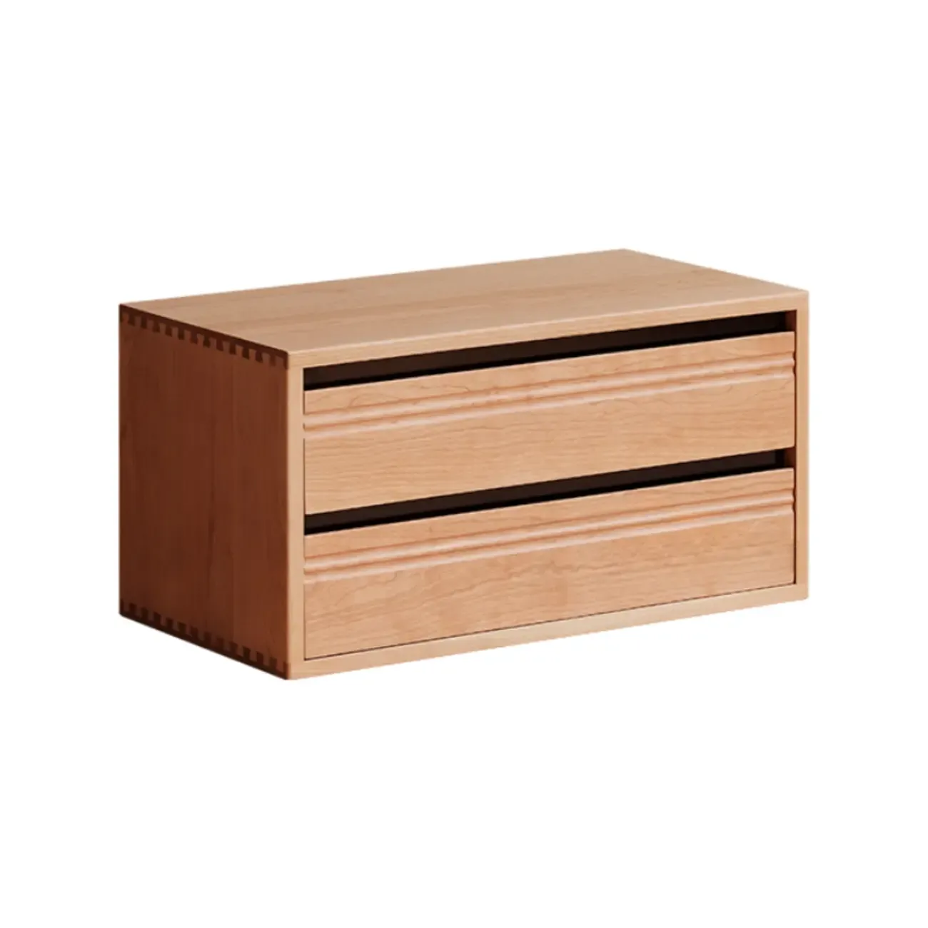 Simple Wood Brown Horizontal Bookcase with Drawers Image - 3