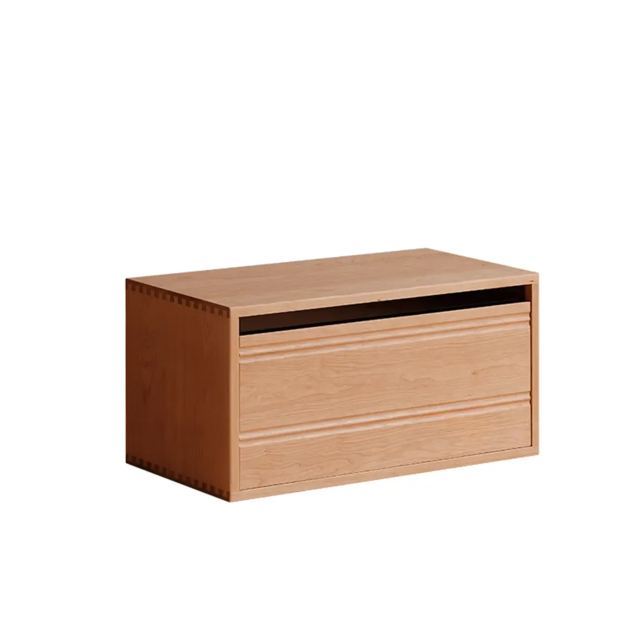 Simple Wood Brown Horizontal Bookcase with Drawers Image - 4