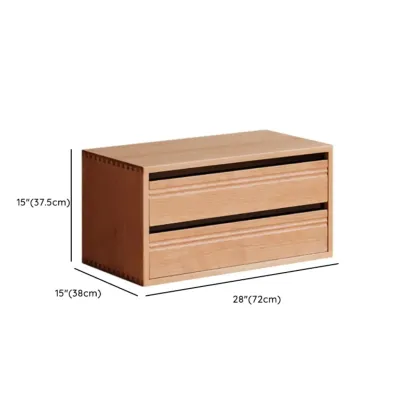 Simple Wood Brown Horizontal Bookcase with Drawers Image - 9