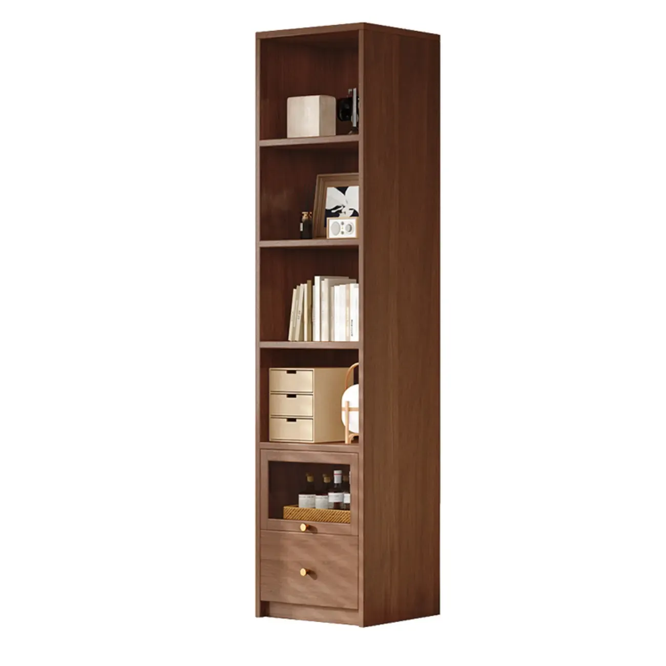78.7''H Modern Cherry Wood 5-Tier Display Bookcase Image - 5
