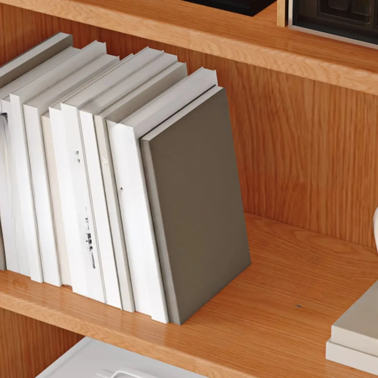 78.7''H Modern Cherry Wood 5-Tier Display Bookcase Image - 6 | homeyfad